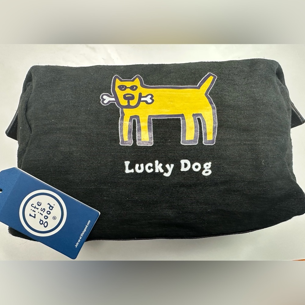 Life Is Good Jake‘s LUCKY Dog Travel Bag Dopp Kit Black NWT Shave Kit